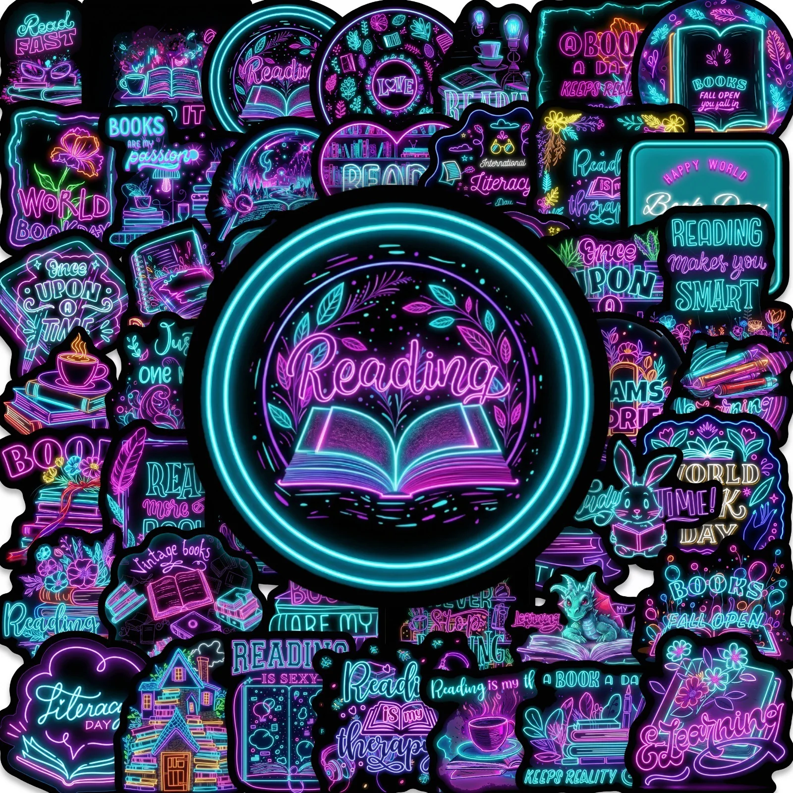 

50/100 шт. неоновые стикеры в кибер-стиле для книг, водонепроницаемые наклейки для папок, шлемов, скутеров, телефонов, ноутбуков, канцелярских принадлежностей, автомобилей