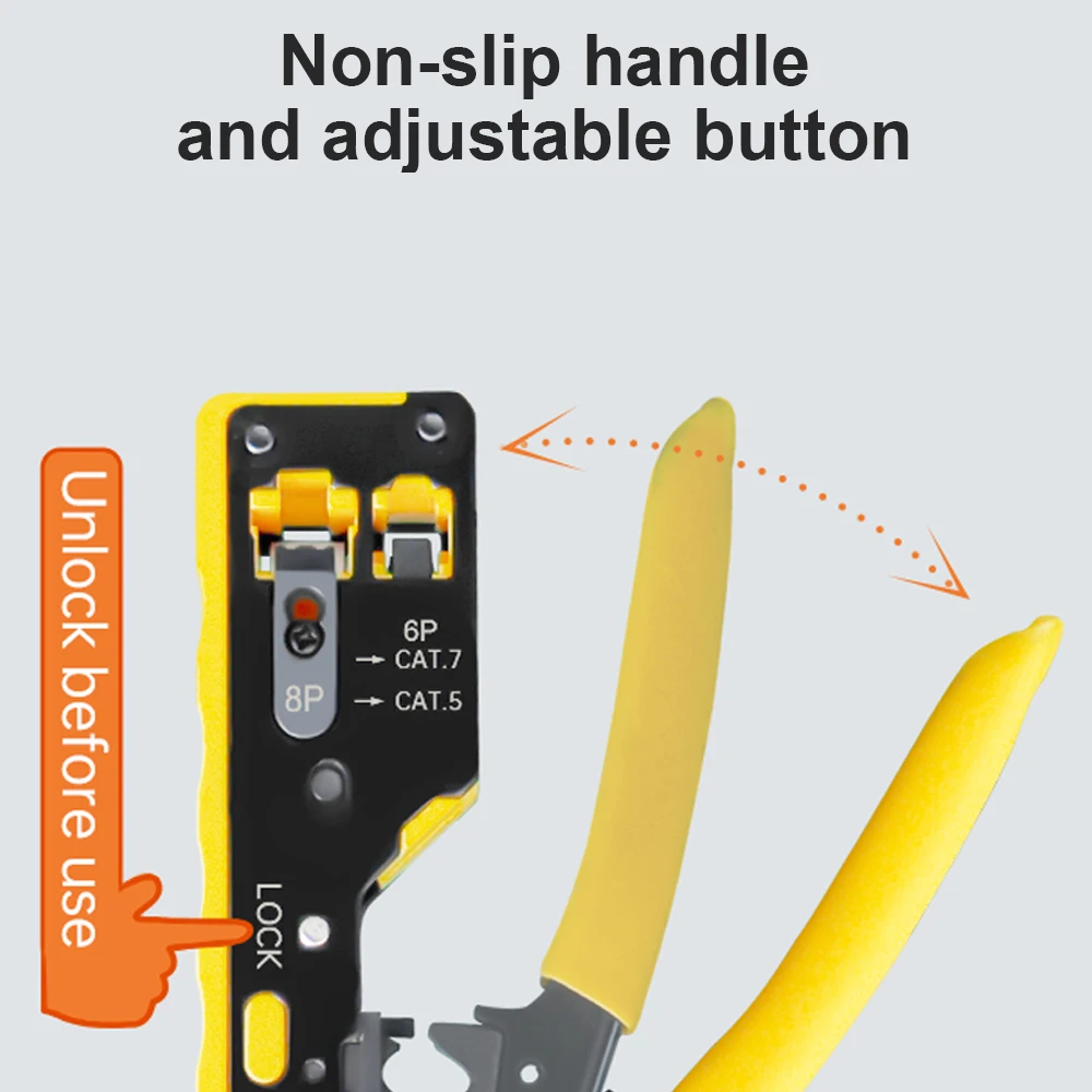 COMNEN-Herramienta de engarzado RJ45, conectores de corte de engarzado para CAT7 Cat6 8P8C, conector Modular Ethernet, herramienta de alambre todo en uno