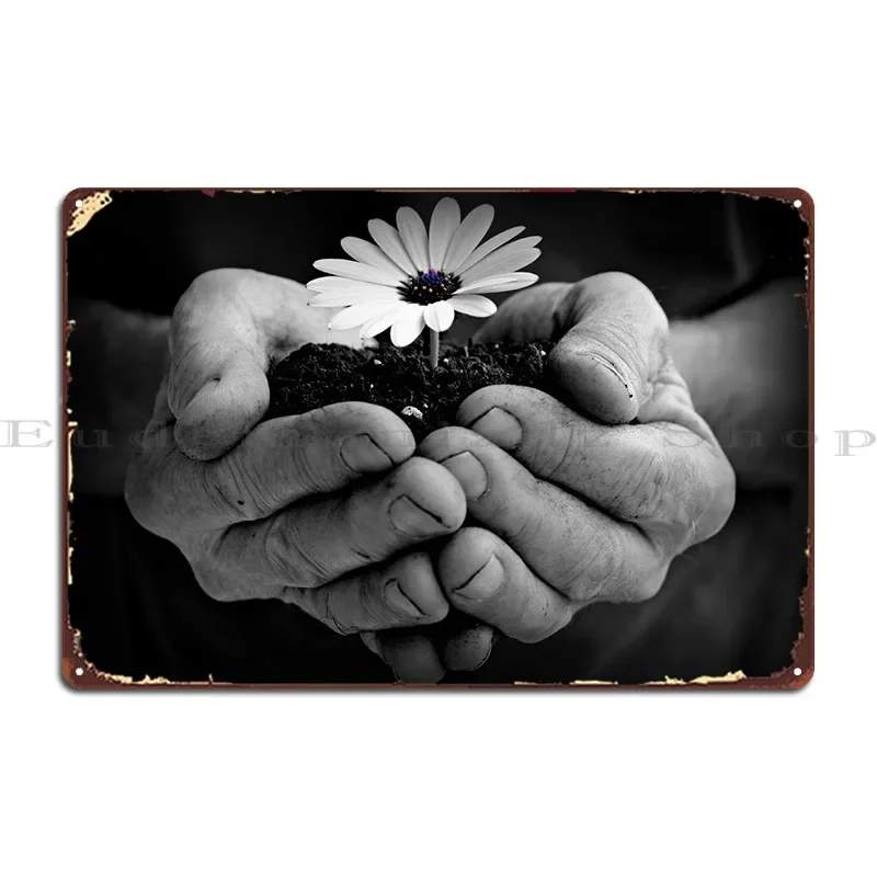 Красота в руке, одиночный остеоспермум цветок, светящаяся металлическая табличка, печать плакатов, украшение для гаража, создать кинотеатр Красота в руке, одиночный остеоспермум цветок, светящаяся металлическая табличка, печать плакатов, украшение для гаража, создать кинотеатр