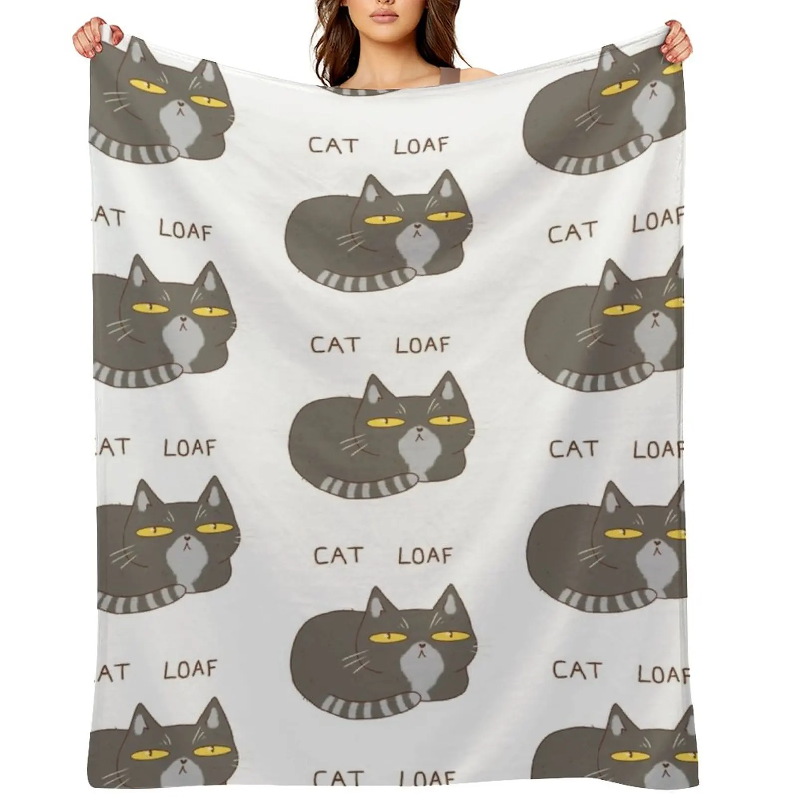 

Funny gray cat loaf Throw Blanket Decorative Beds Decorative Sofas Plush Plaid on the sofa Blankets