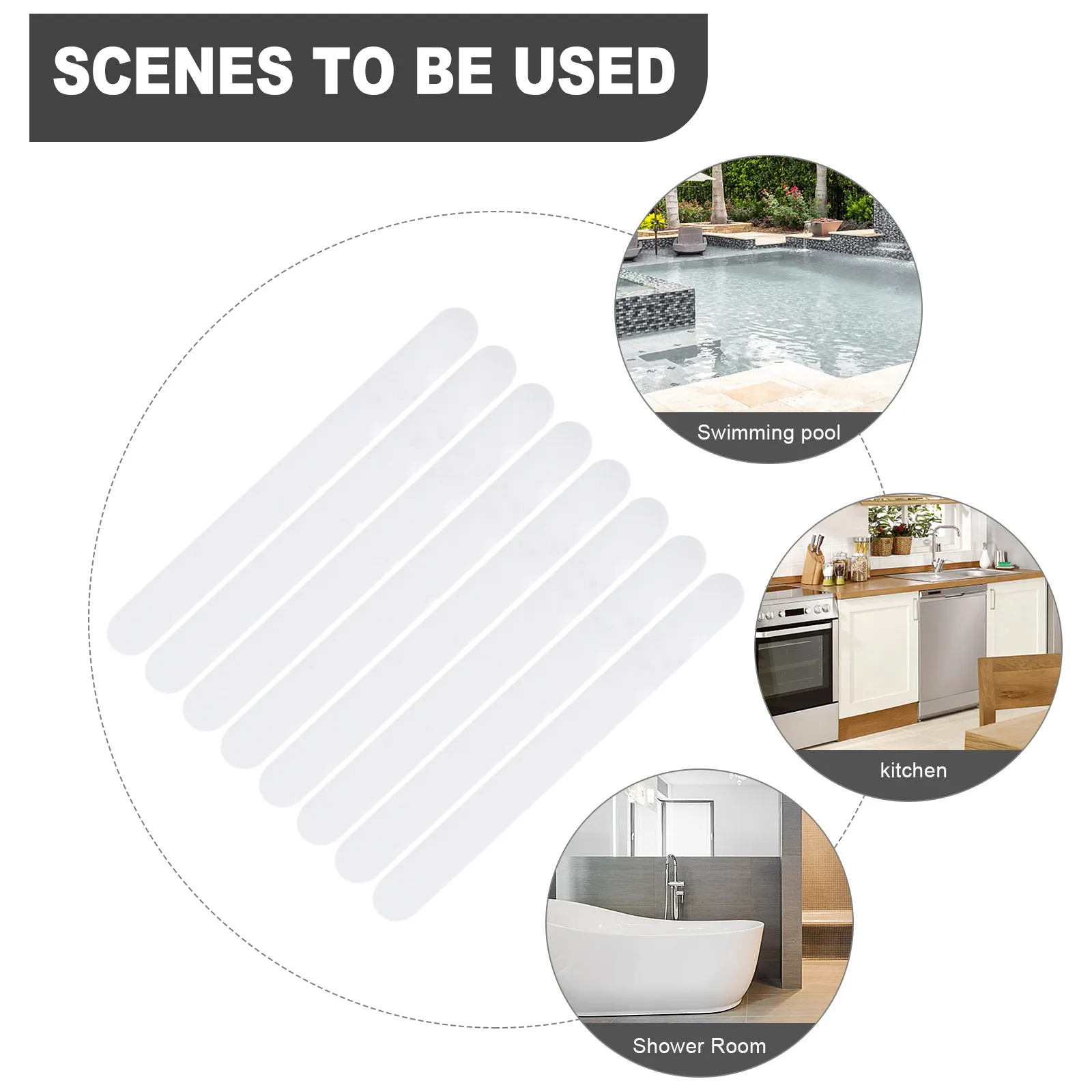 24Pcs Transparent Anti-Slip Strips Stickers Bath Safety Non-Slip Strips Shower Bathtubs Stairs Floor Adhesive Bath Treads 2Cm X