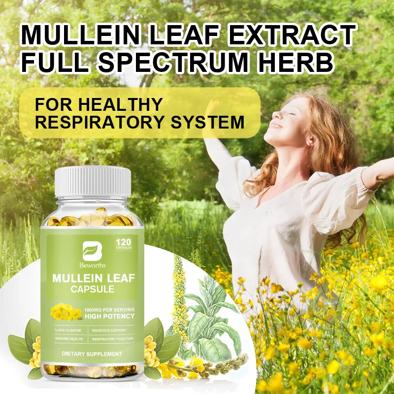 BEWORTHS Organic Mullein Leaf Lung Detox & Cleanse Healthy Respiratory, Bronchial &Immune Function Herbal Supplement