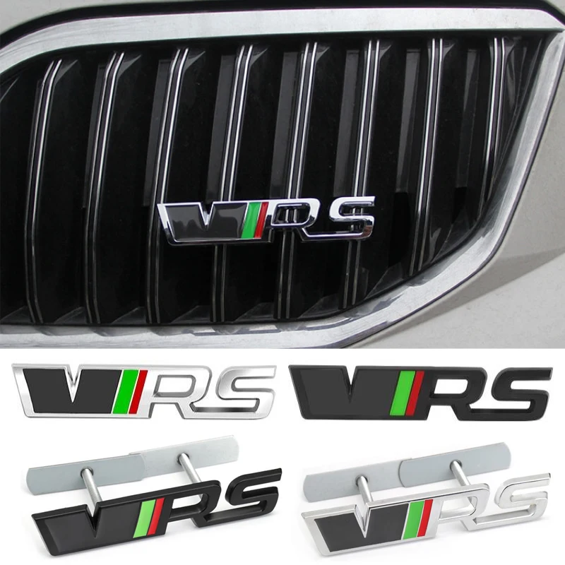 3D Metal VRS Logo Emblem Badge Car Trunk Sticker Front Grille For Skoda VRS KAMIQ Octavia Fabia 2 3 S logo 2023 Accessories