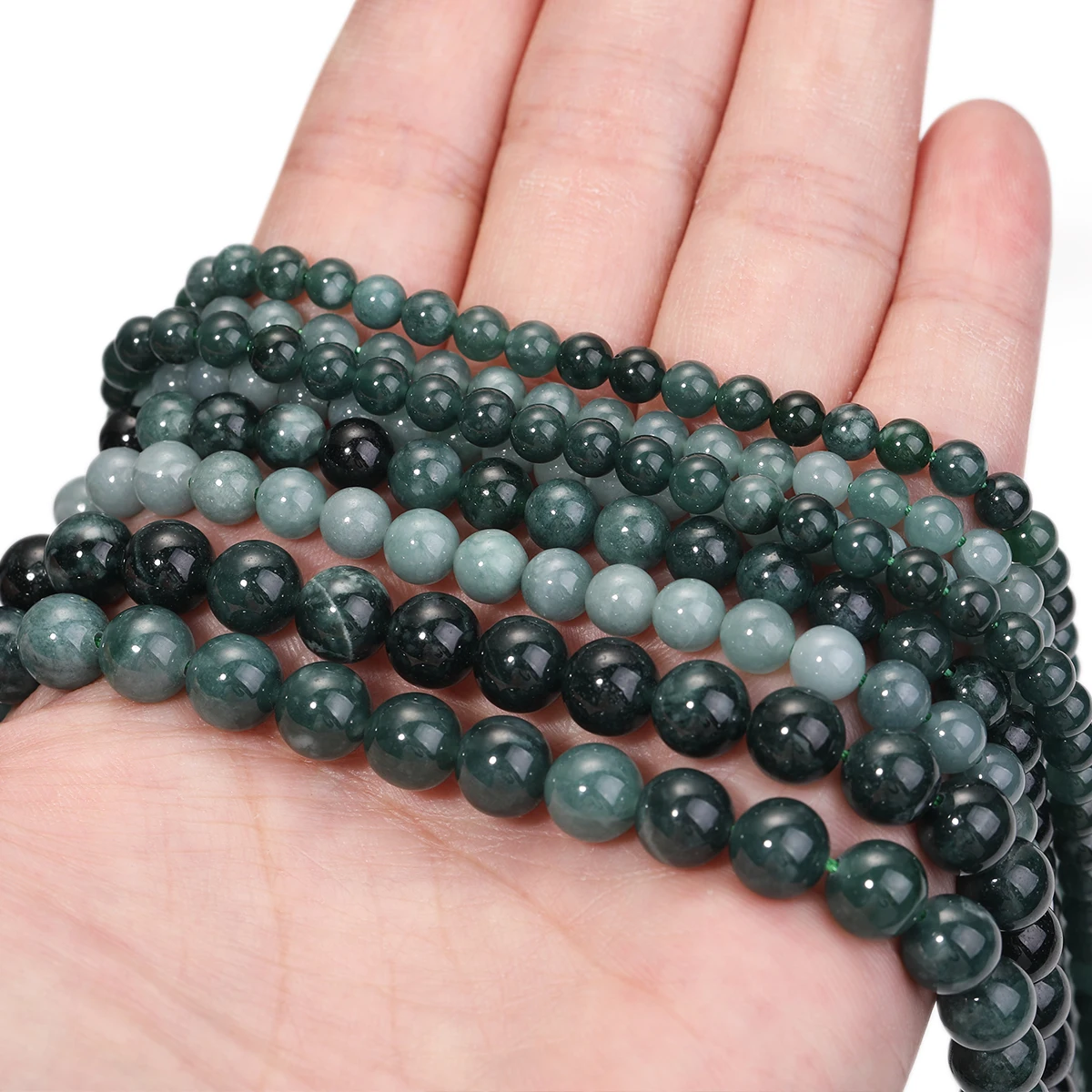 Guatemaltekischer Jadeit Natürlicher Edelstein Runde Lose Perlen für DIY Schmuck Armband Halskette Ohrringe Direkt vom Hersteller Perlen жадеит – Detail 2