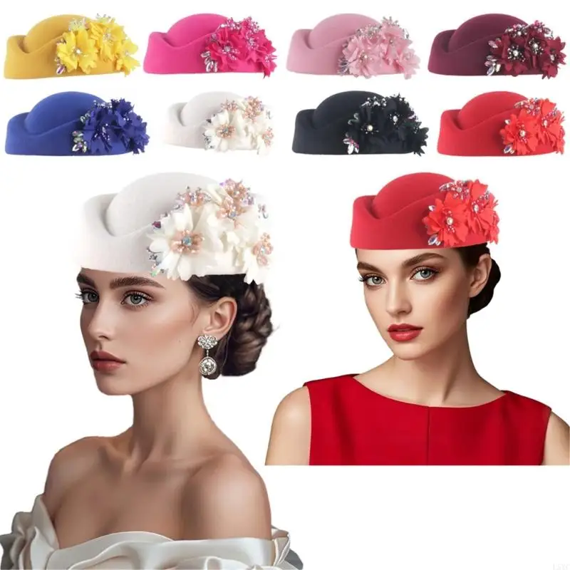 

L5YC Vintage 1920s Flapper Hat Flower Church Hat Theme Party Headpiece Fascinator Hat