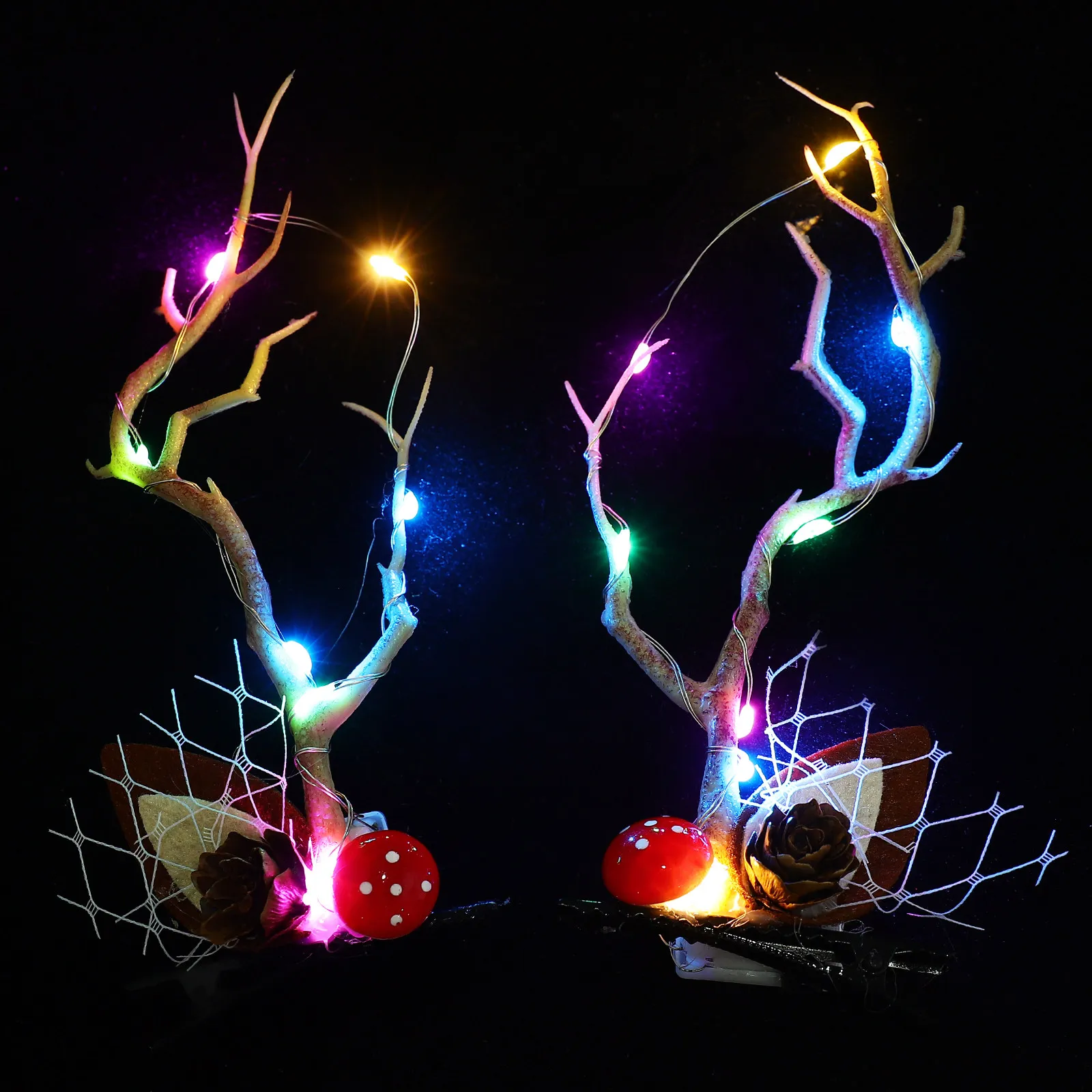 

Пара светящихся заколок для волос в виде оленьих рожек, шикарные украшения для головы для фотосессий, ролевых игр, дней рождения, Хэллоуина и повседневного использования