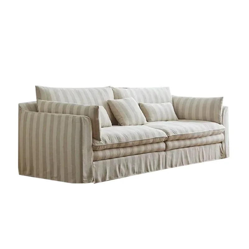 Wabi Sand Wind Hug Sofa Small Apartment Fabric Medium Antique Straight Row Cotton and Linen Sofa
