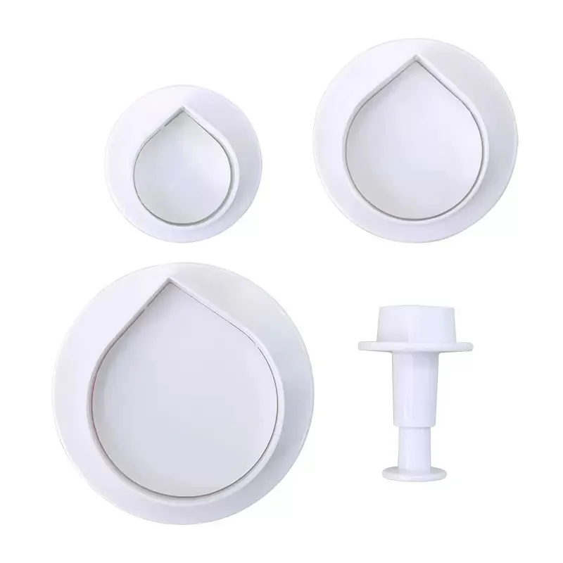 3Pcs/Set Water-drop Plastic Cookie Cutter Stamp Set Kitchen Cake Decorating Tools Fondant Embosser Die for Biscuit Decoration