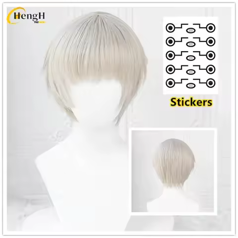 In Stock Inumaki Toge Synthetic Wig Anime Unisex Short 30cm Light Grey Cosplay Anime Wig Stickers Heat Resistant Hair Party Wigs