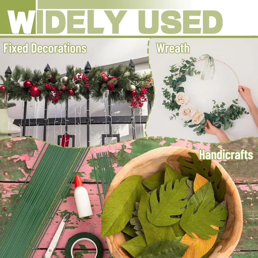 200 PCS 16" fio de haste floral verde escuro - arranjos e artesanato de flores