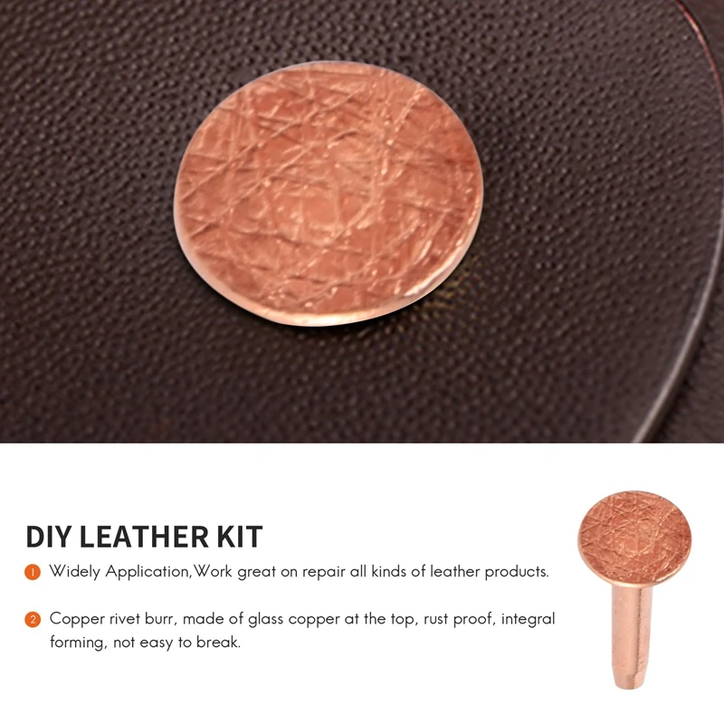 Juego de arandelas de remache de cobre, sujetadores de remache de cobre de cuero largo, para carteras de cuero, suministros para manualidades DIY, 25 juegos