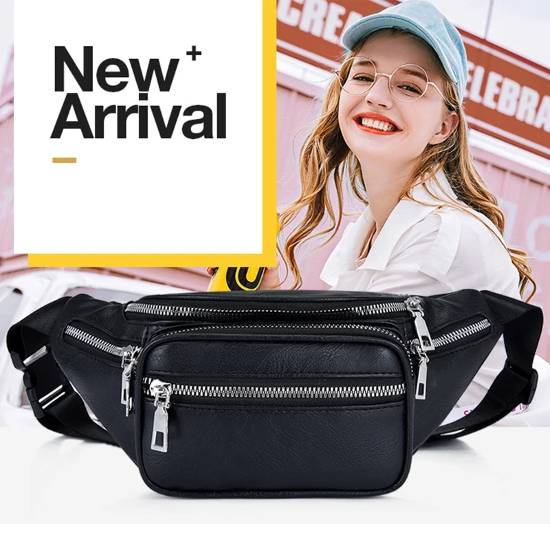 PU Leather Waist Packs Money Belt Bags Fanny Adjustable Bum Hip Travel for Cross Running Belt Shoulder Tie Cycling