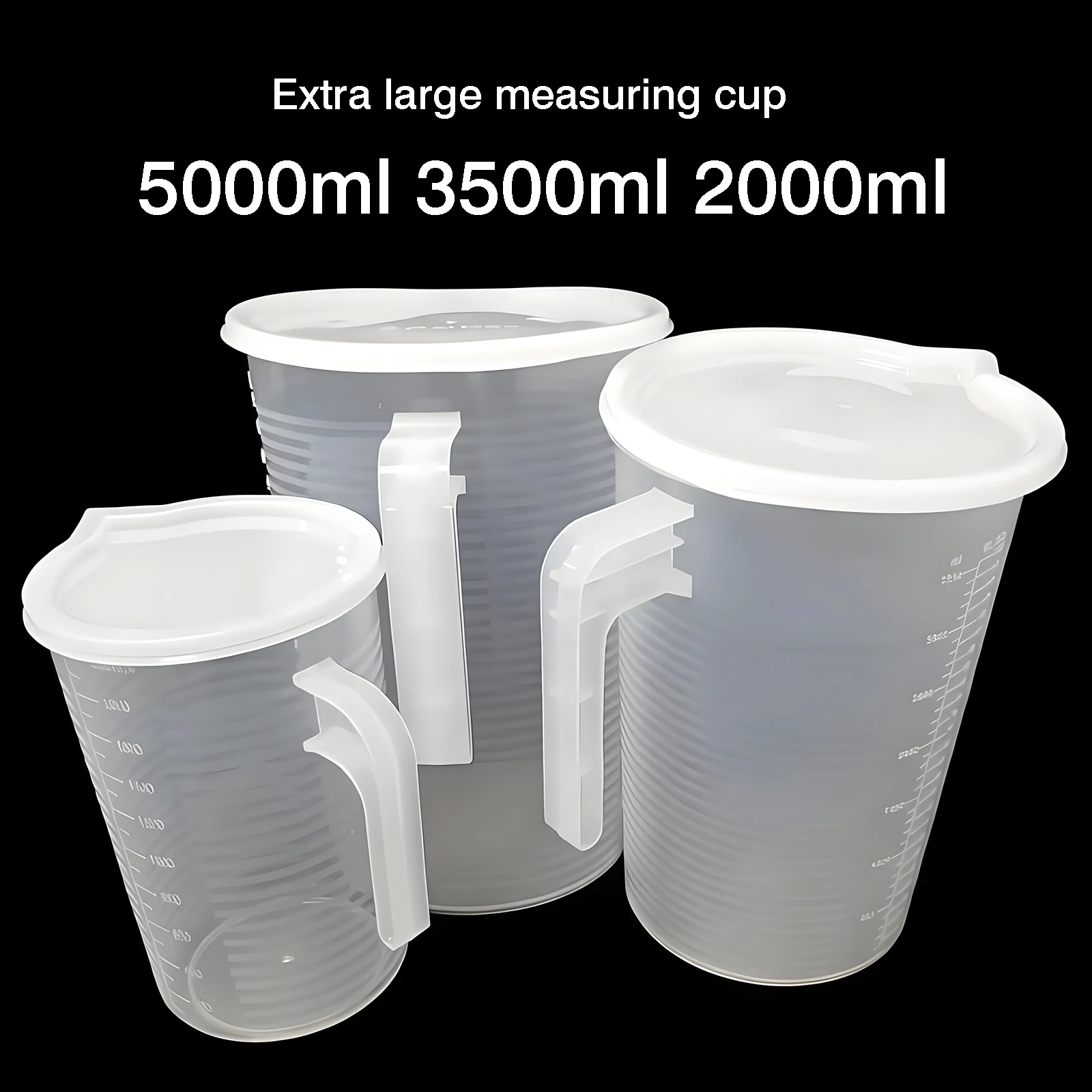 3-個超大量カッププラスチックメスシリンダー学生実験室機器教育機器-5000-ミリリットル-3500-ミリリットル-2000-ミリリットル