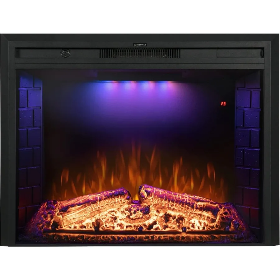 

36'' Electric Fireplace Inserts for Recessed or Builtin Wall Installation with Realistic Fire Crackling Sound Adjustable Top Li