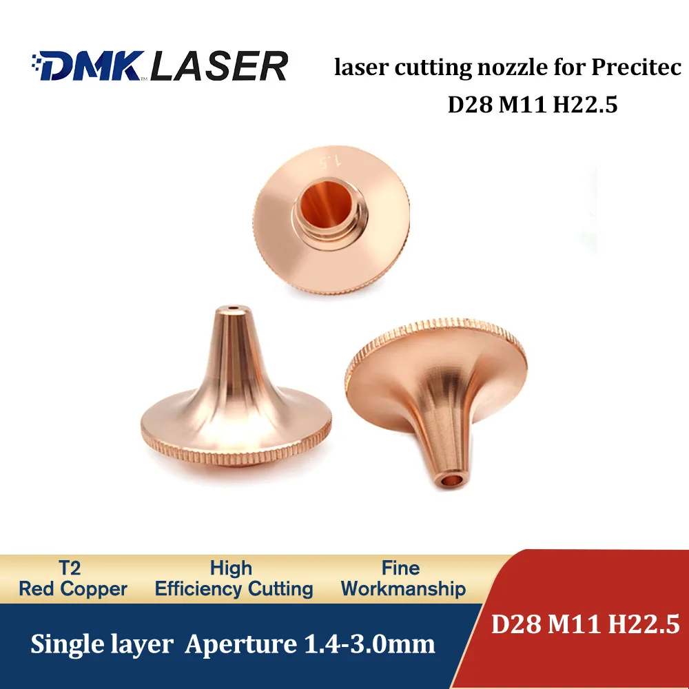 

Fiber Laser Cutting Nozzle Single Layer D28 H22.5 M11 Caliber 1.0-2.5mm for Precite Laser Cutting Head