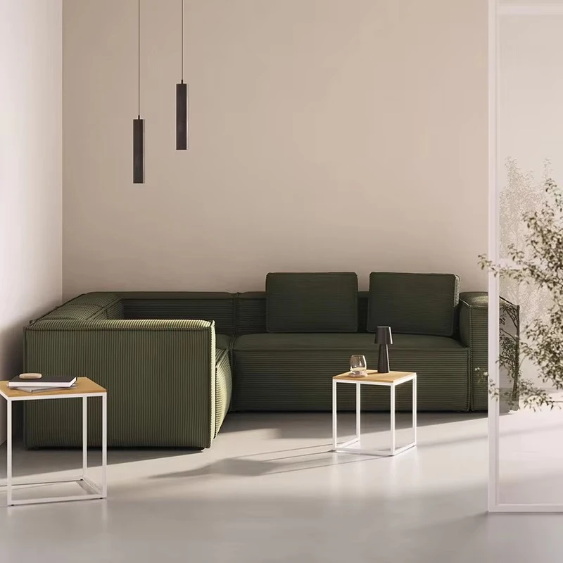 Modern style modular L-shaped sofa, suitable for apartments and villa living rooms, with fabric upholstery and sponge filling.