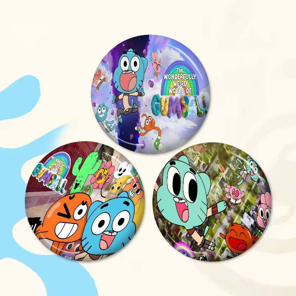 The Amazing Funny W-world Of Gumball Photo Brooches Creative Round Badge Gifts Pins 32/44/58mm