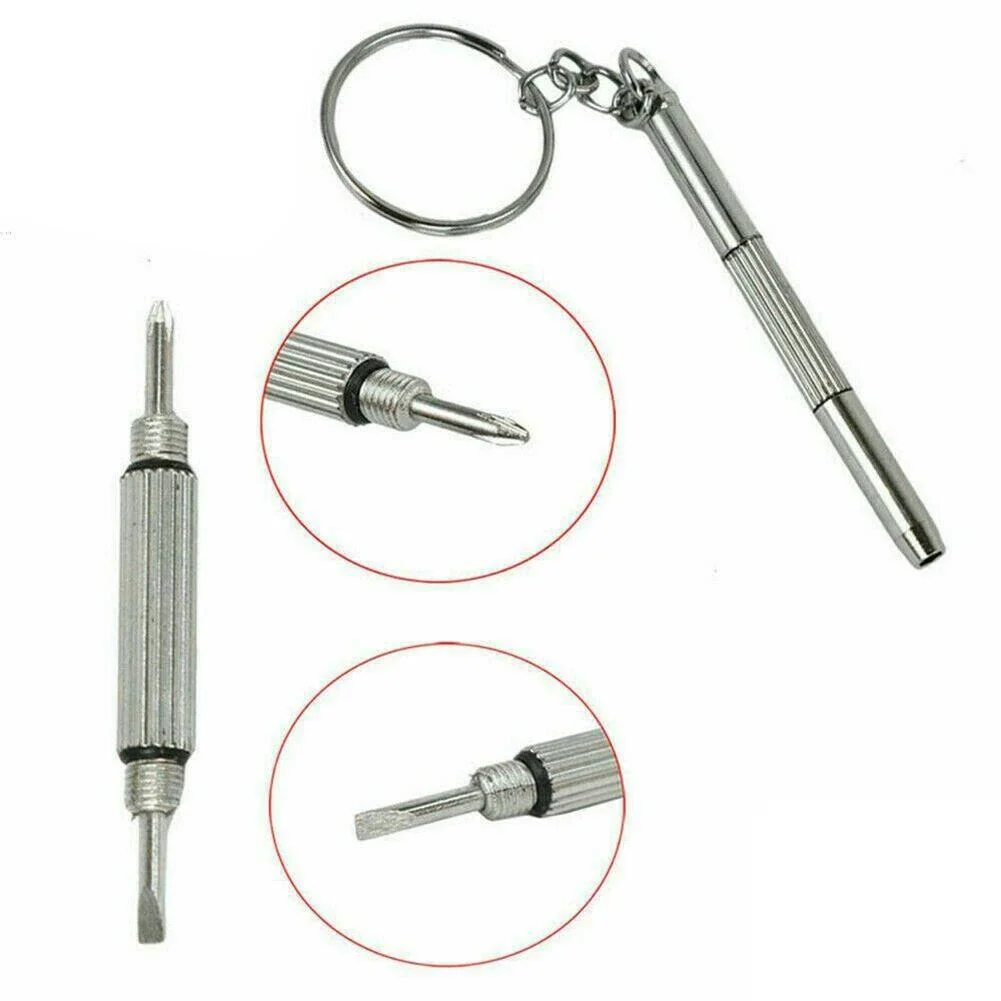 Mini 3 In 1 Multifunctional Stainless Steel Screwdriver Glasses Phone Watch Screw Repair Tool Keyring Keychain