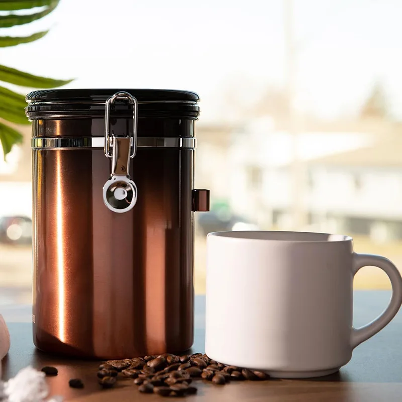 Stainless Steel Coffee Bean Storage Canister with One-Way Valve Tea And Five-Grain Sealed Container for Freshness Preservation