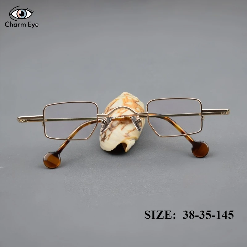 

Ретро мужские очки по рецепту в стиле хип-хоп, металлические ацетатные очки, ножки, маленькие квадратные мини-забавные очки «Маленький принц», оправа для очков для близорукости