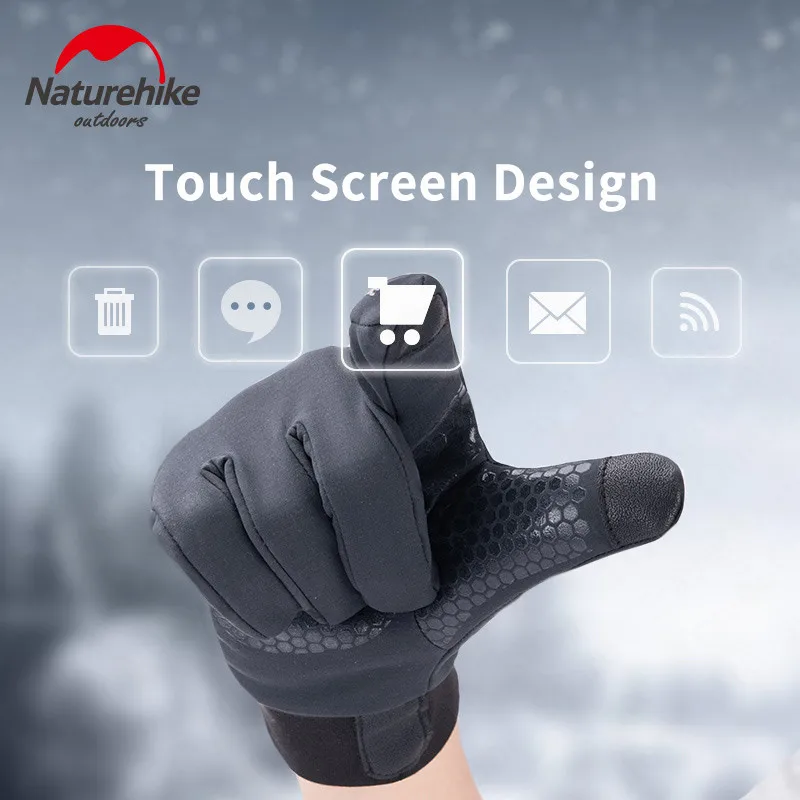 Naturehike Winter Cycling Gloves Outdoor Sports Gloves Antiskid Touch Screen Anti-slip Waterproof Warm Hiking Riding Gloves