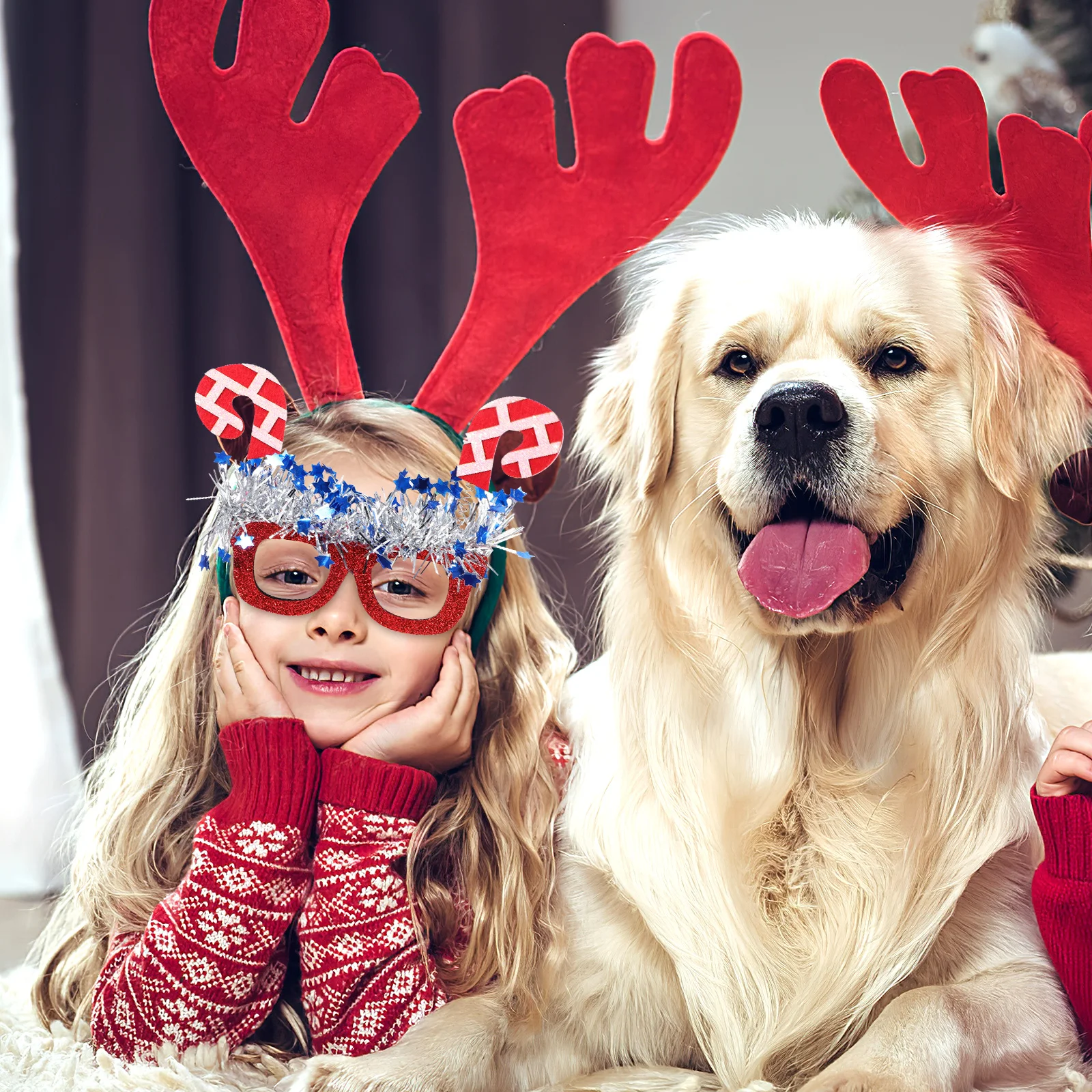 

6Pairs Christmas Eyeglasses Party Favors Glitter Frames Lightweight Holiday Decorations Accessories Christmas Party Glasses