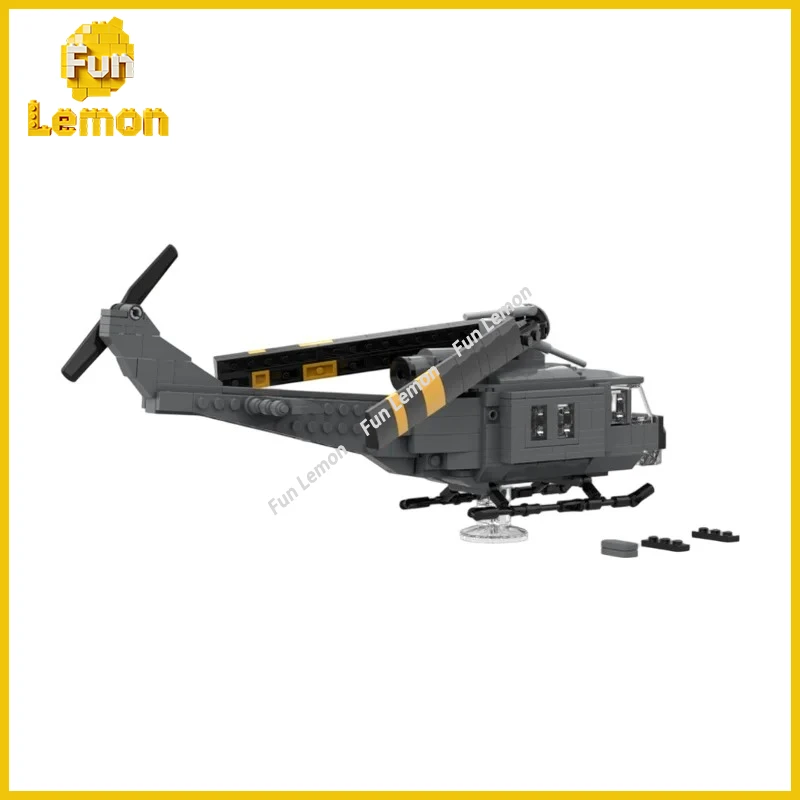 Mid-Century Military Helicopter MOC, Tactical Transport Air Craft Design, Durable Building Blocks for Leisure Assembling