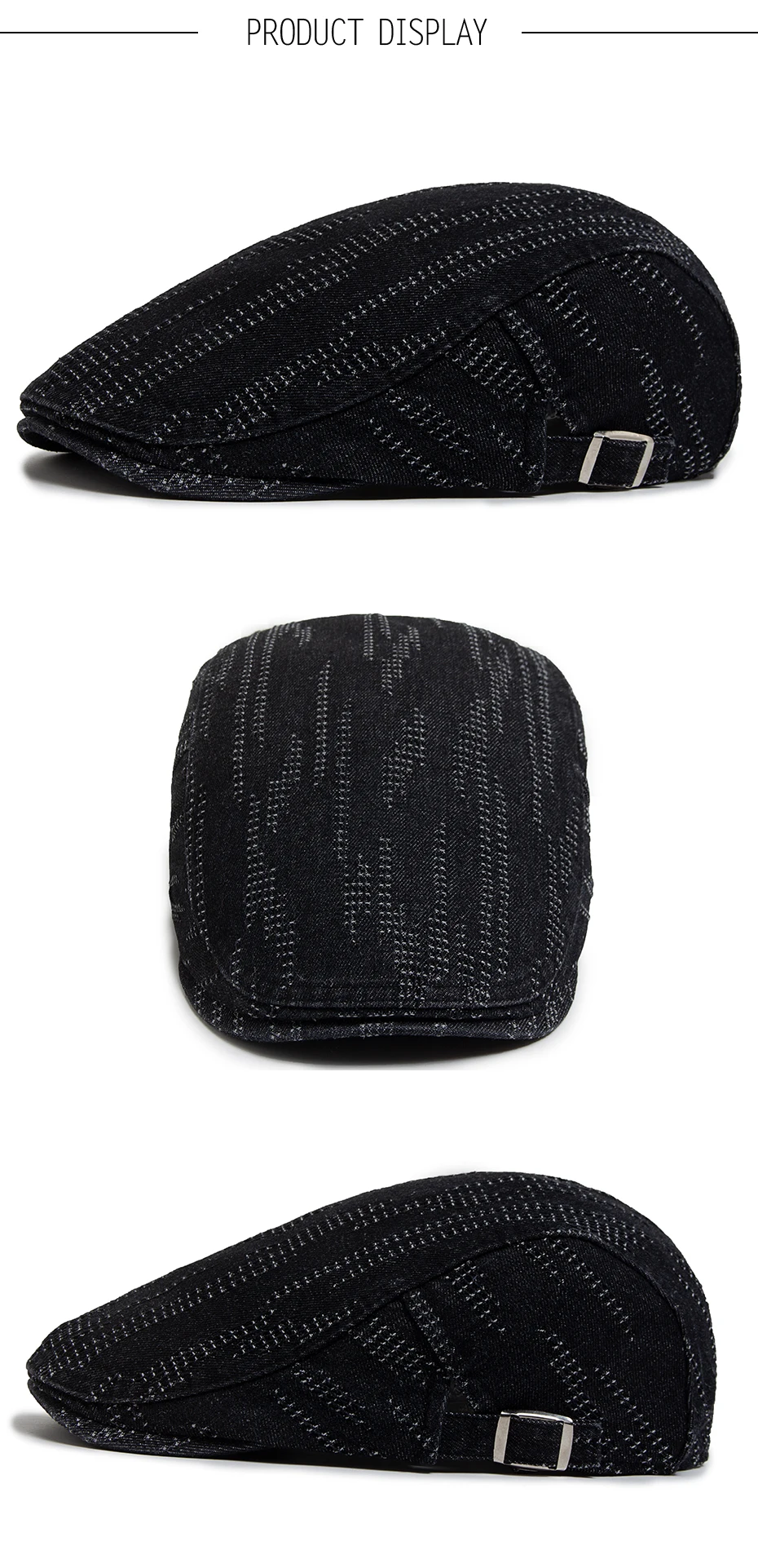 Denim Vintage Berets Männer Frauen Zeitungsjunge Mütze Sommer Casual Baumwolle Einlagige Visier Flachen Hut Herbst Retro Zerrissene Baskenmütze Unisex – Detail 4