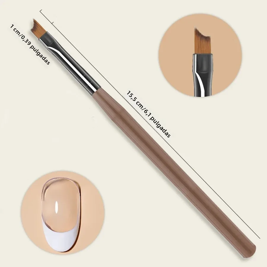 9 piezas Set de pinceles para uñas, pinceles de línea fina y detalles, mangos marrones elegantes, kit de herramientas de arte de uñas en gel para profesionales y hogar 5
