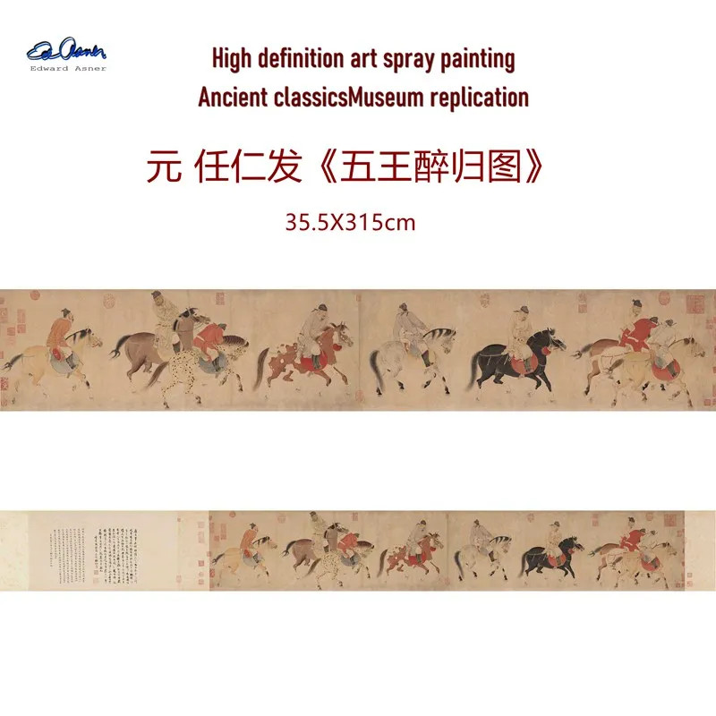 Юань Ренфа «Пять переворотов пьяных королей» представляет собой бумагу Сюань высокой четкости, декоративную роспись из музея Анчи.