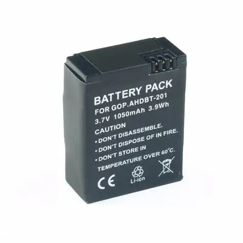 Replacement Battery AHDBT-201 301 3.7v 1S 1050mAh 1599mAh 5.2Wh Compatible with GoPro Hero HD HERO3 Pro sport camera Outdoor