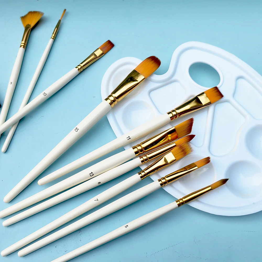 OPHIR 15PCS Paint Brush Kit for Artist Face And Body Paint Nylon Hair Wooden Handle Halloween Watercolor Paint Brush Set RT024W