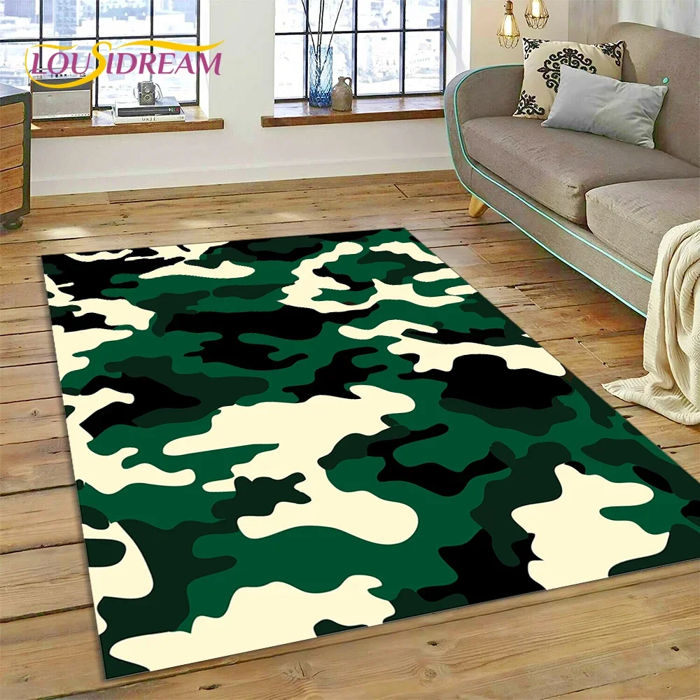 2025 Colorful Camo Green Camouflage Carpet Rug for Living Room Bedroom Home Sofa Decoration Play Area Rug Non-slip Floor Mat