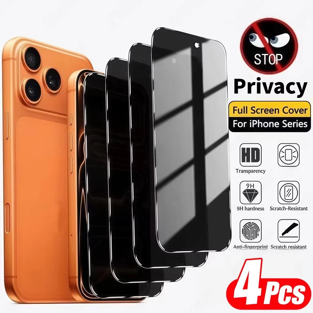 1-4 Stück Anti-Spy Panzerglas für iPhone 17 Pro Max Air 16 15 14 13 12 11 Pro 12 13 Mini 7 8 Plus XR Max SE 2 Displayschutzfolie