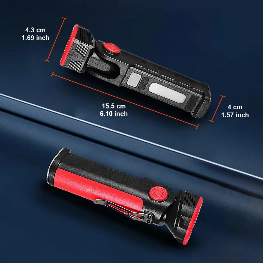 New Portable Multi-Function COB LED Work Light Magnetic Suspension Fixed Clip Seven-Mode Flashlight Type-C Rechargeable Torch