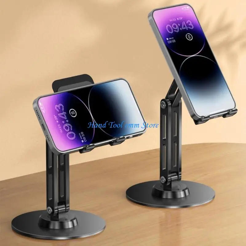 H37F Portable Foldable Phone & Tablet Stand With 360 Degree Rotations & Adjustable Height Not Slip Rack for Home Office Use