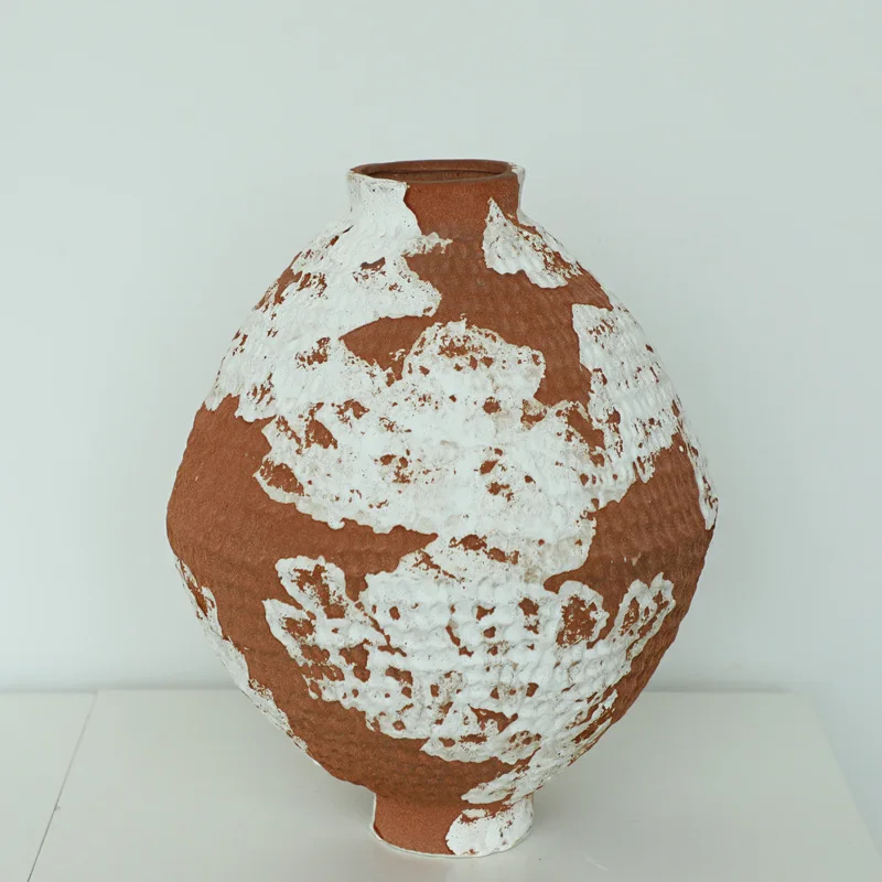 Retro Style Ceramic Decorative Jar Home Entrance Vase Ornaments Zen Tea Room Art Decoration Tabletop Dried Flower Containers