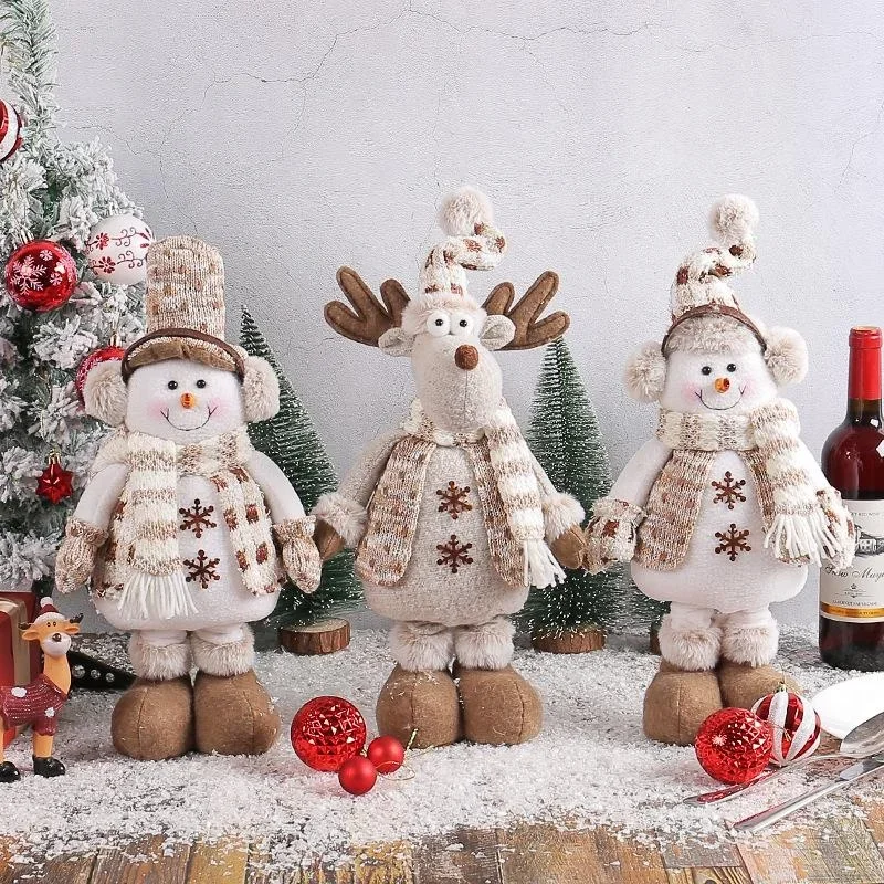 Multiple Christmas Standing Posture Telescopic Dolls Hotel Showcase Christmas Snowman Reindeer Dolls Decorative Ornaments