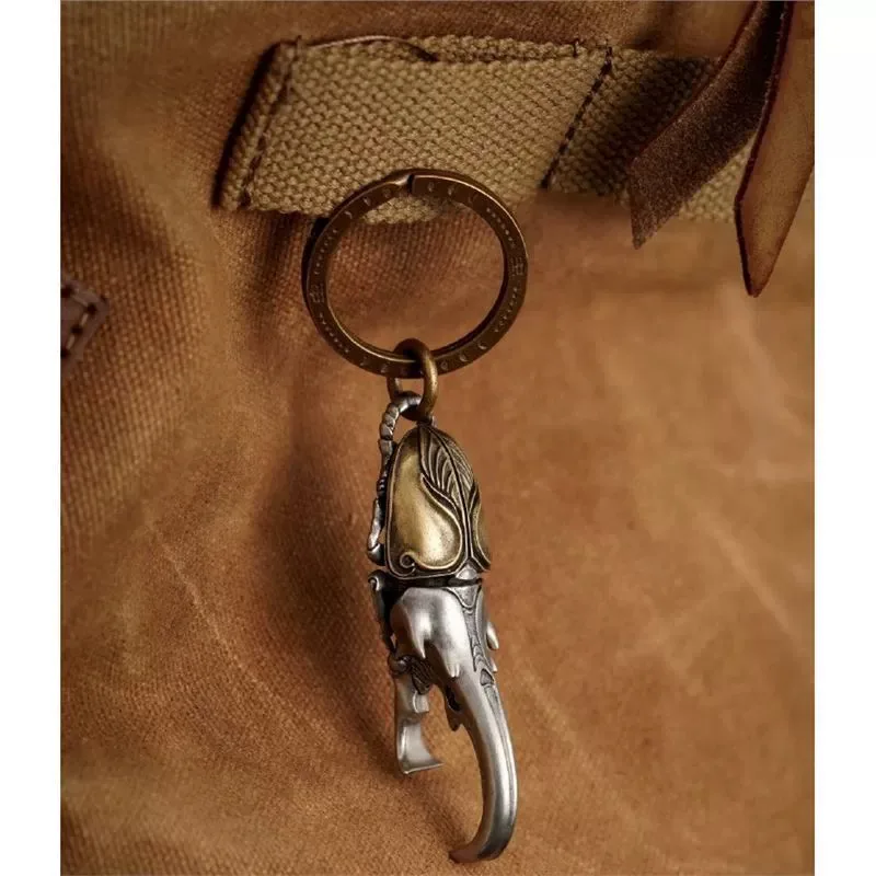 Animal Insect Long Beak Beetle Key Chain Brass Multi-Function Bottle Opener Car Key Chain Pendant Exquisite Gift For Men