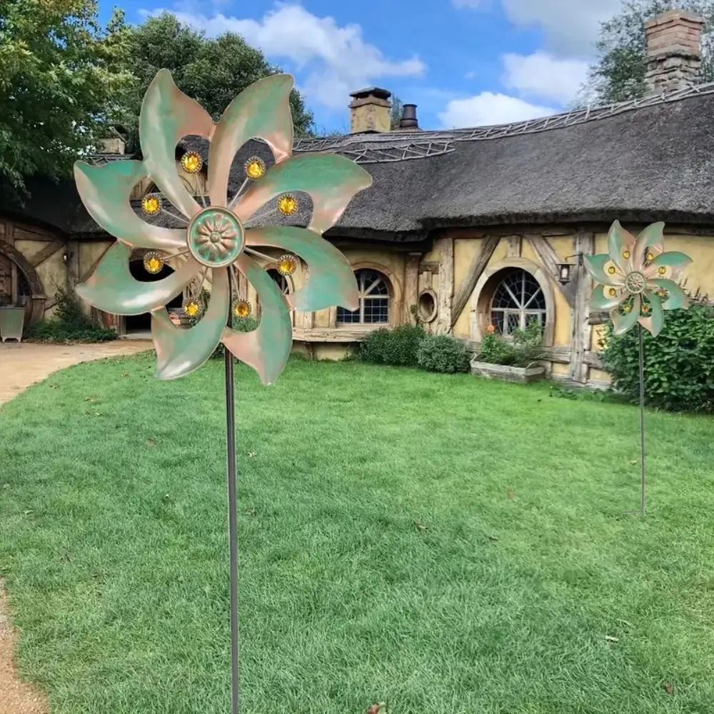 Crafts Metal Wind Spinners Creative Rotating Double Windmill Sculpture Durable Wind Rotator Outdoor