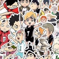 10/60Pcs Anime Volleyball Boy Graffiti Stickers Cute Character Hinata Shoyo Tobio Kageyama Decoration Laptop Guitar Fans Gifts
