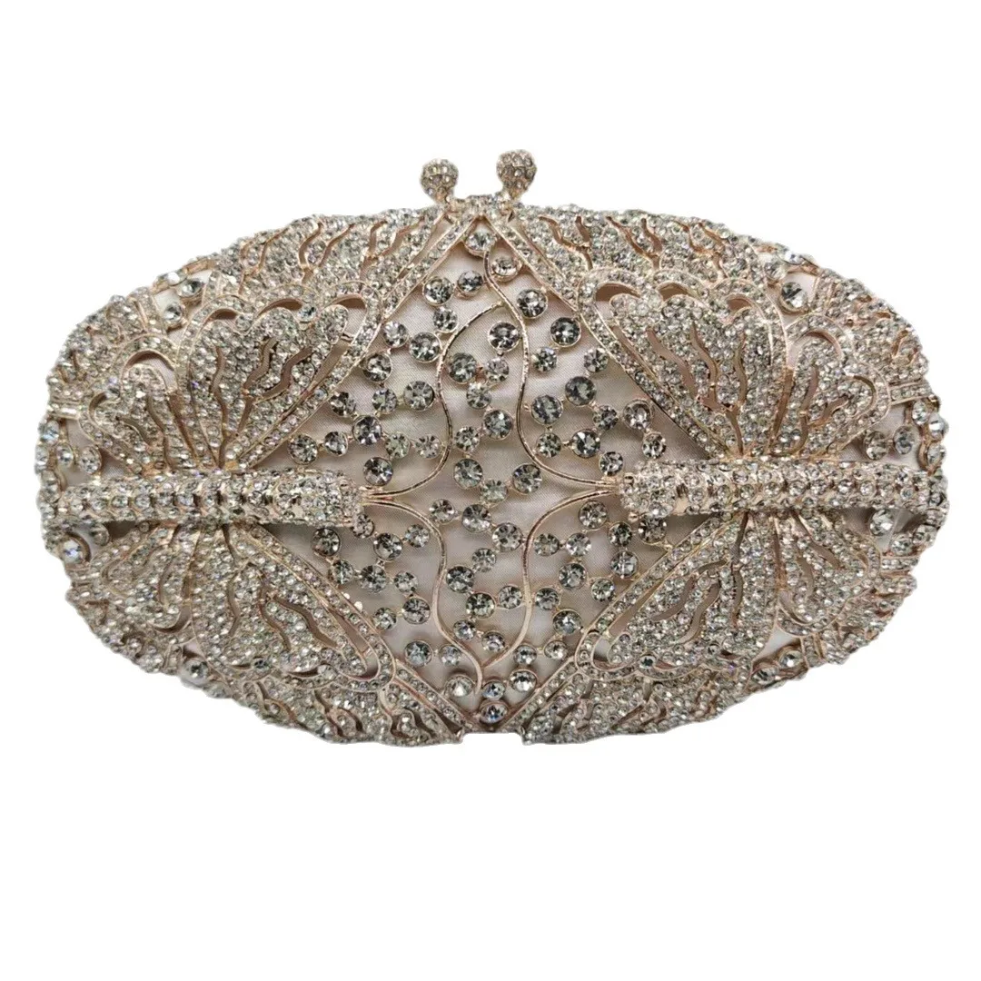 

Butterfly Diamond Dinner Banquet Diamond Clutch Bag Hollow With Diamond Women's Crystal Luxury Crocodile Texture Evening Clutch