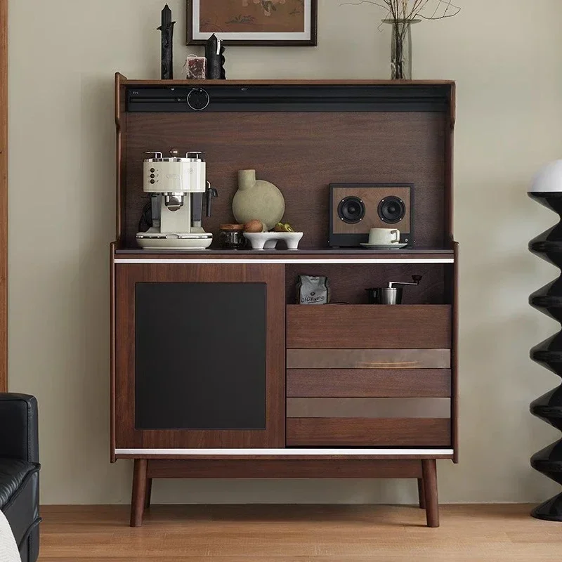 Retro Solid Wood Cabinet Integrated Small Apartment Dining American Rock Slab Side Against Wall Secret