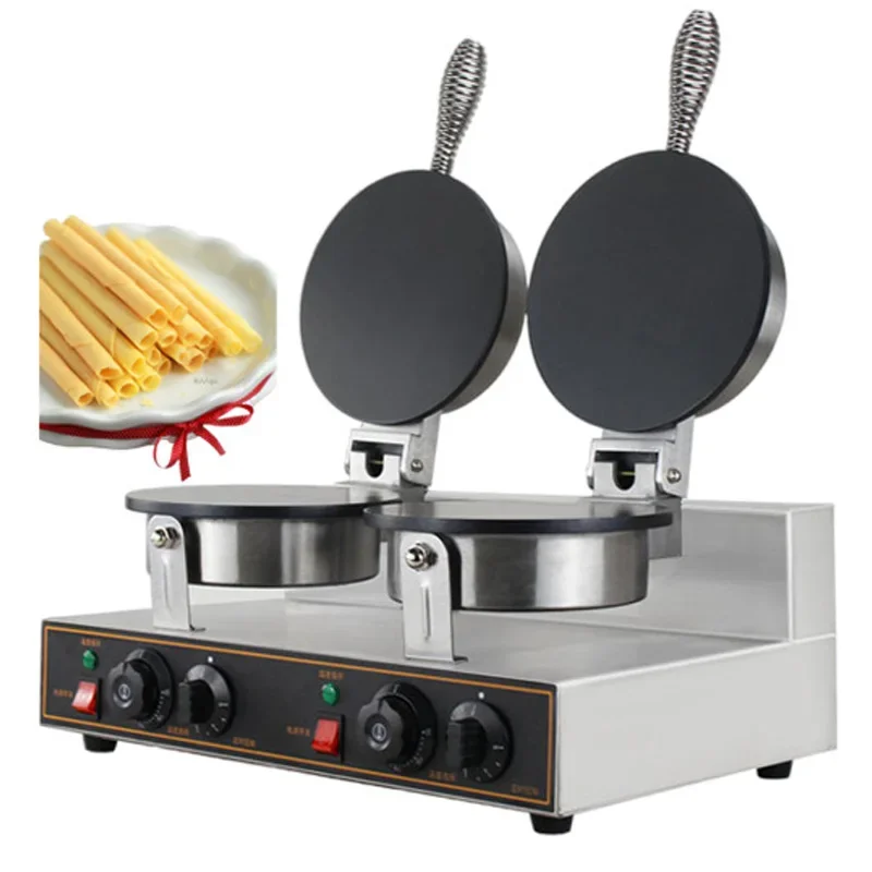 Commercial Double-Head Egg Roll Maker, Electric Waffle Maker, Ice Cream Cone Waffle Maker, Spring Roll Maker 220V