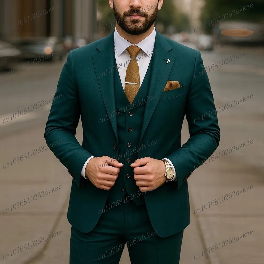 

New Men Suit Wedding Party Formal Occasion Groom Groomsman Prom Business Male Tuxedos 3 Piece Set Jacket Vest Pants