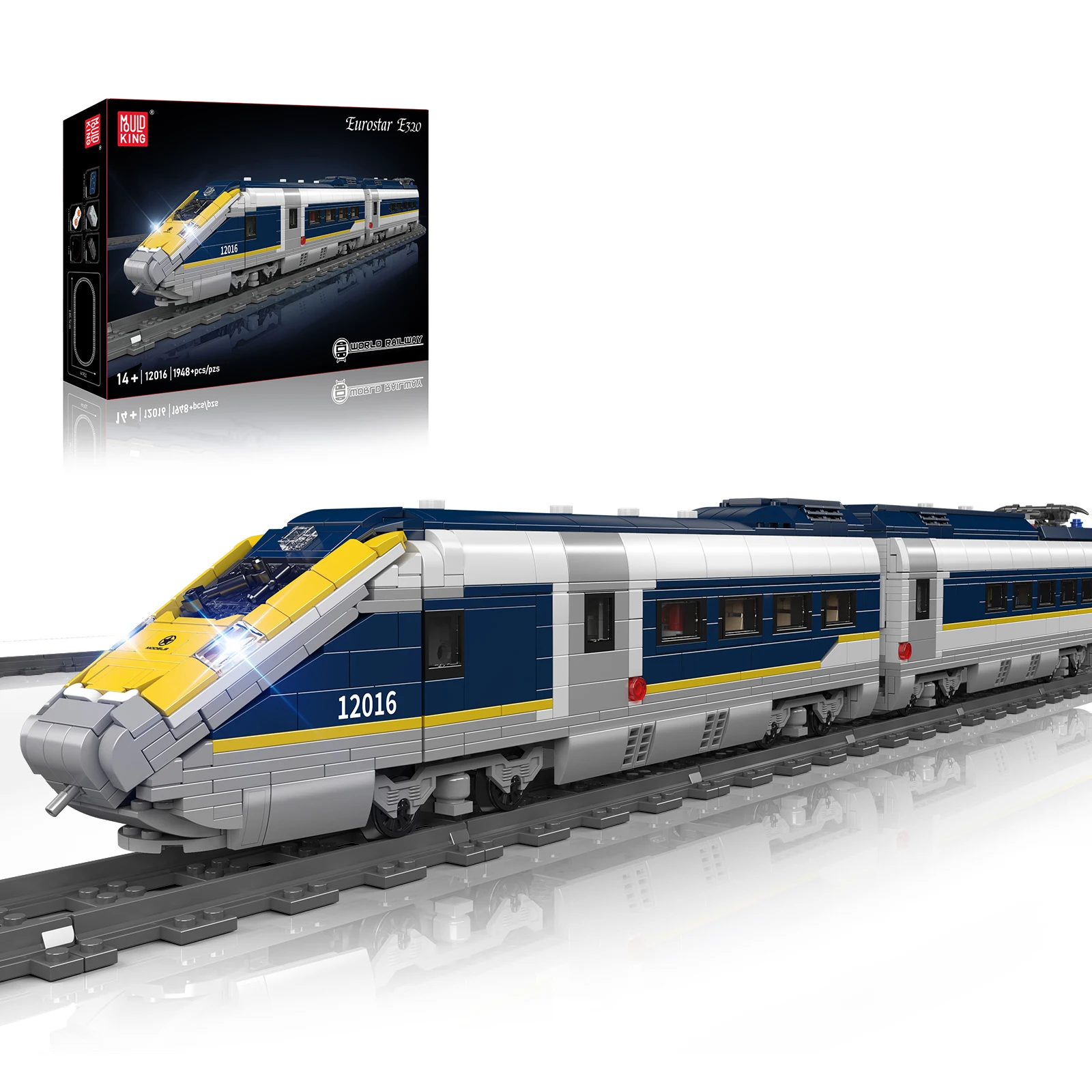 

MOULD KING 12016 Eurostar Train Model - 1948PCS Building Blocks with Motor, Lights & Track - Educational STEM MOC Toy for Kids