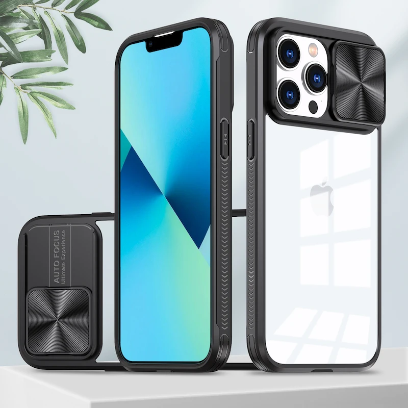 

Pop Luxury Slide Camera Lens Protection Case For IPhone 15 14 13 12 11 Pro Max X XS XR 7 8 Plus SE3 Bumper Shockproof Clear Cove