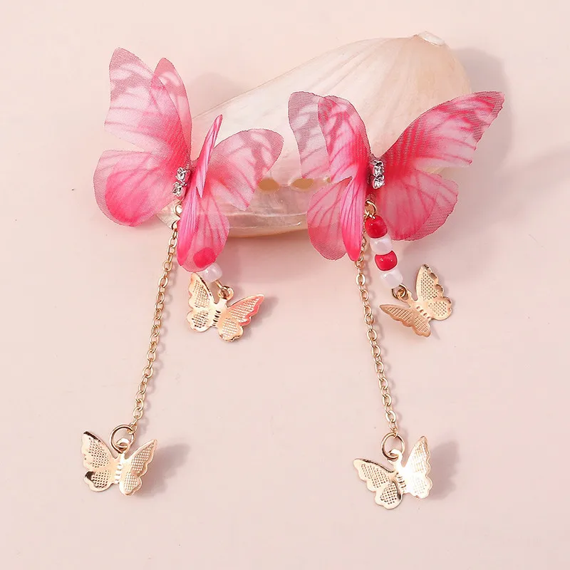 Aihua Bunte Huggies Große Schmetterling-Ohrringe Kristall Schöne Schmetterling-Hängeohrringe für Damen Frühling Sommer Reise-Schmuck – Detail 4