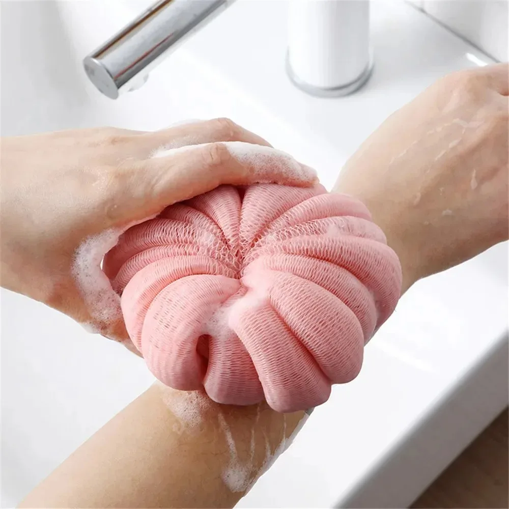 1-2Pcs Pumpkin Bath Ball Exfoliant Back Scrub Shower Sponge Bathroom Things for the Bathroom Foaming Net Products Household Home