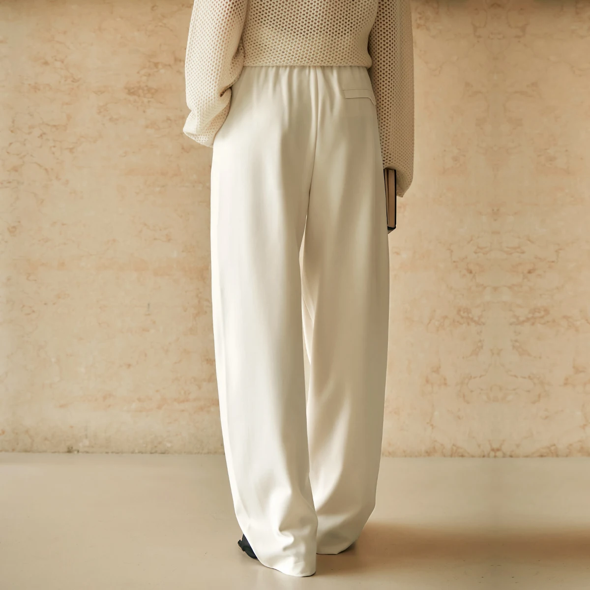 OLrain Solid Casual Pants For Women 2025 Fashion Loose Fit Full-Length Elastic Waist Pockets Sweat Pants Summer Pants M57CK95896